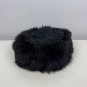 Vintage Fur Hat with Crocheted Detail